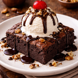 Brownie with ice cream